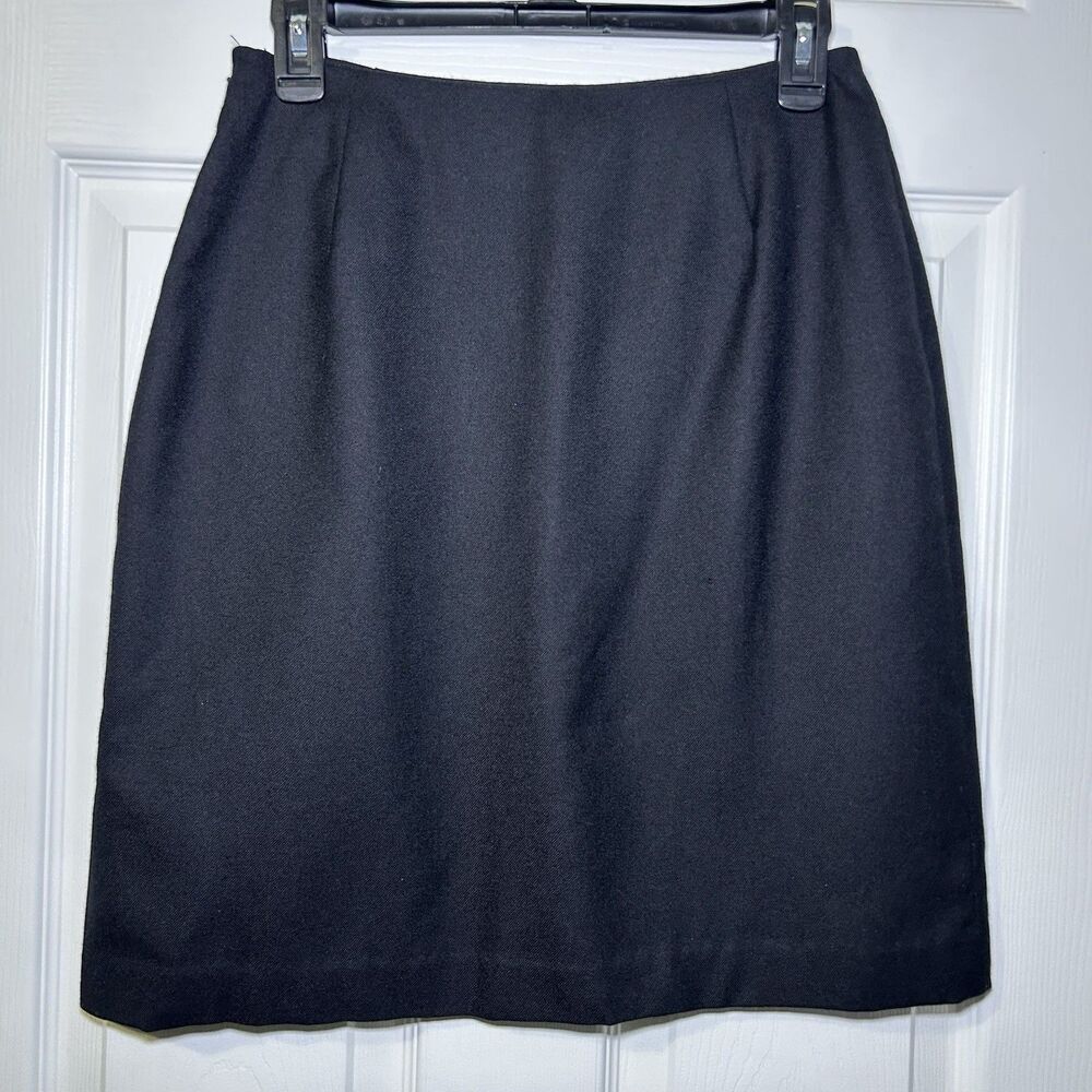 Amanda Smith Skirt Women's 6 Black Wool Pencil Knee Length Lined Back Slit Work